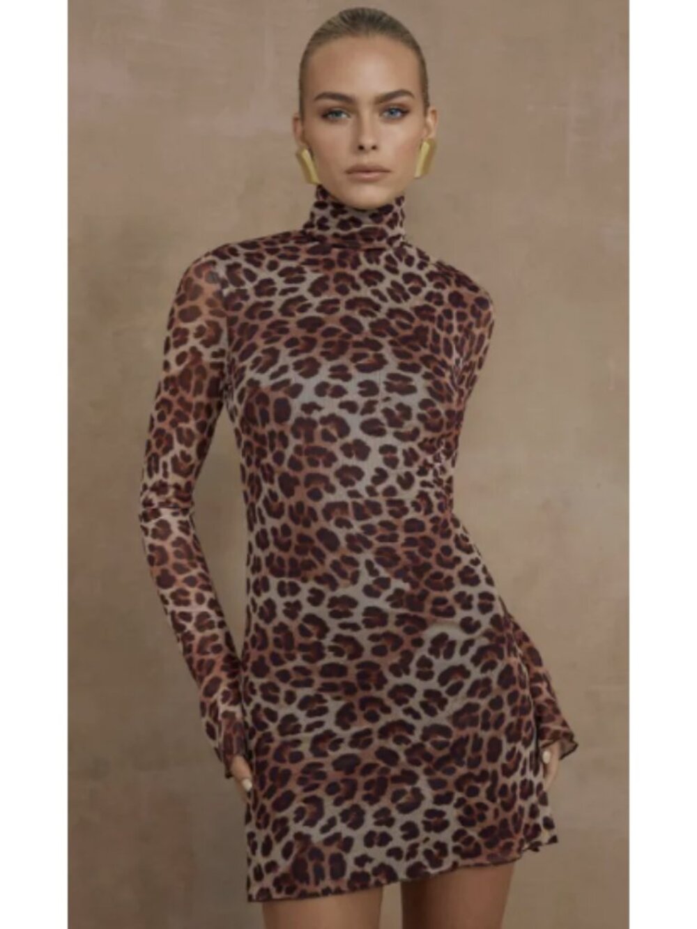 RUNAWAY THE LABEL Jordi Mini Dress in Leopard Print Mesh Small Y2K Mob Wife
